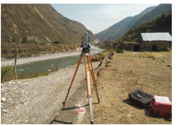 Survey equipment beside the Seti River corridor